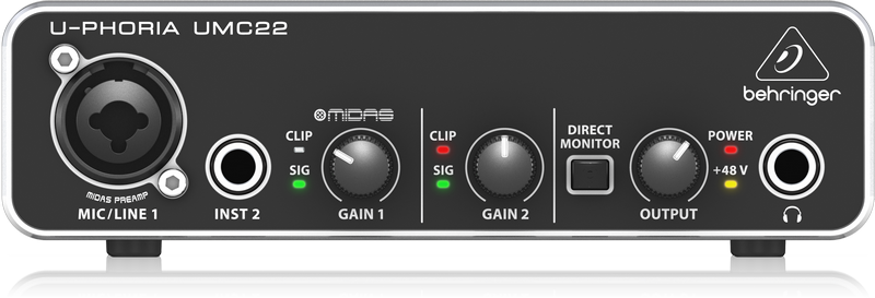 BEHRINGER U-PHORIA UM2 AUDİOPHİLE 2X2 USB AUDİO İNTERFACE WİTH XENYX MİC PREAMPLİFİER